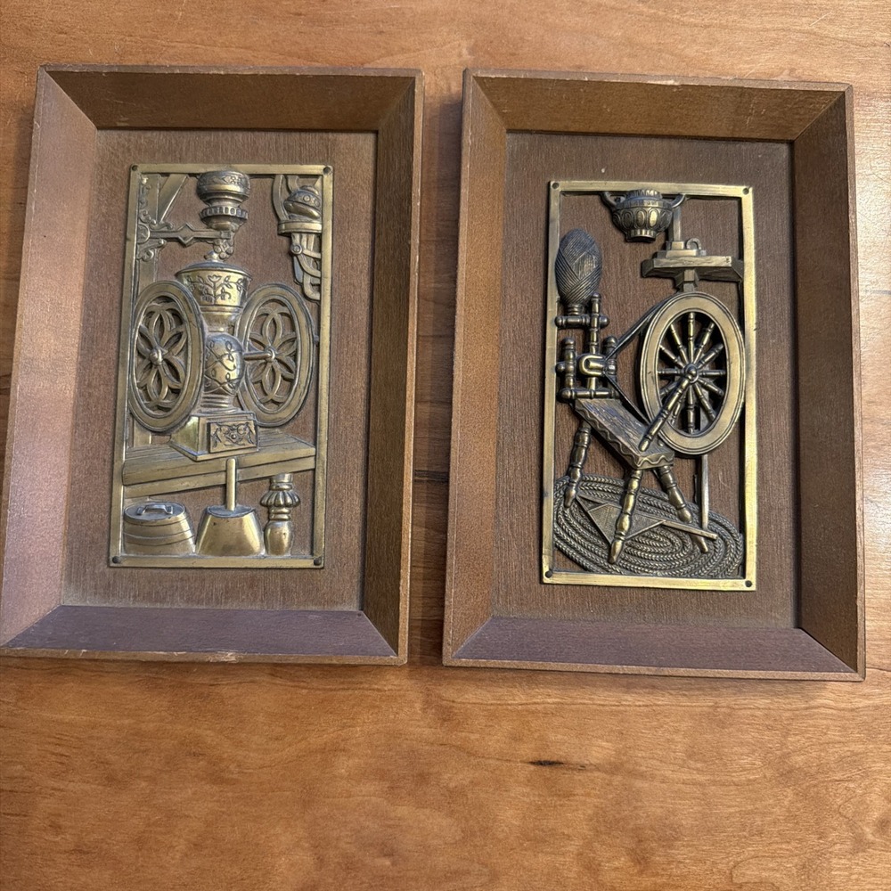 Vintage Turner Wall Art Framed Early‎ American Cabin Cottage 2 Pieces